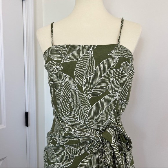 Blu Pepper Spaghetti Strap Square Neck Wrap Green Dress Lg Tropical Resortwear - Picture 2 of 10